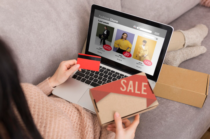 Shopper comparing online sale prices, illustrating how to spot fake deals and misleading discounts.